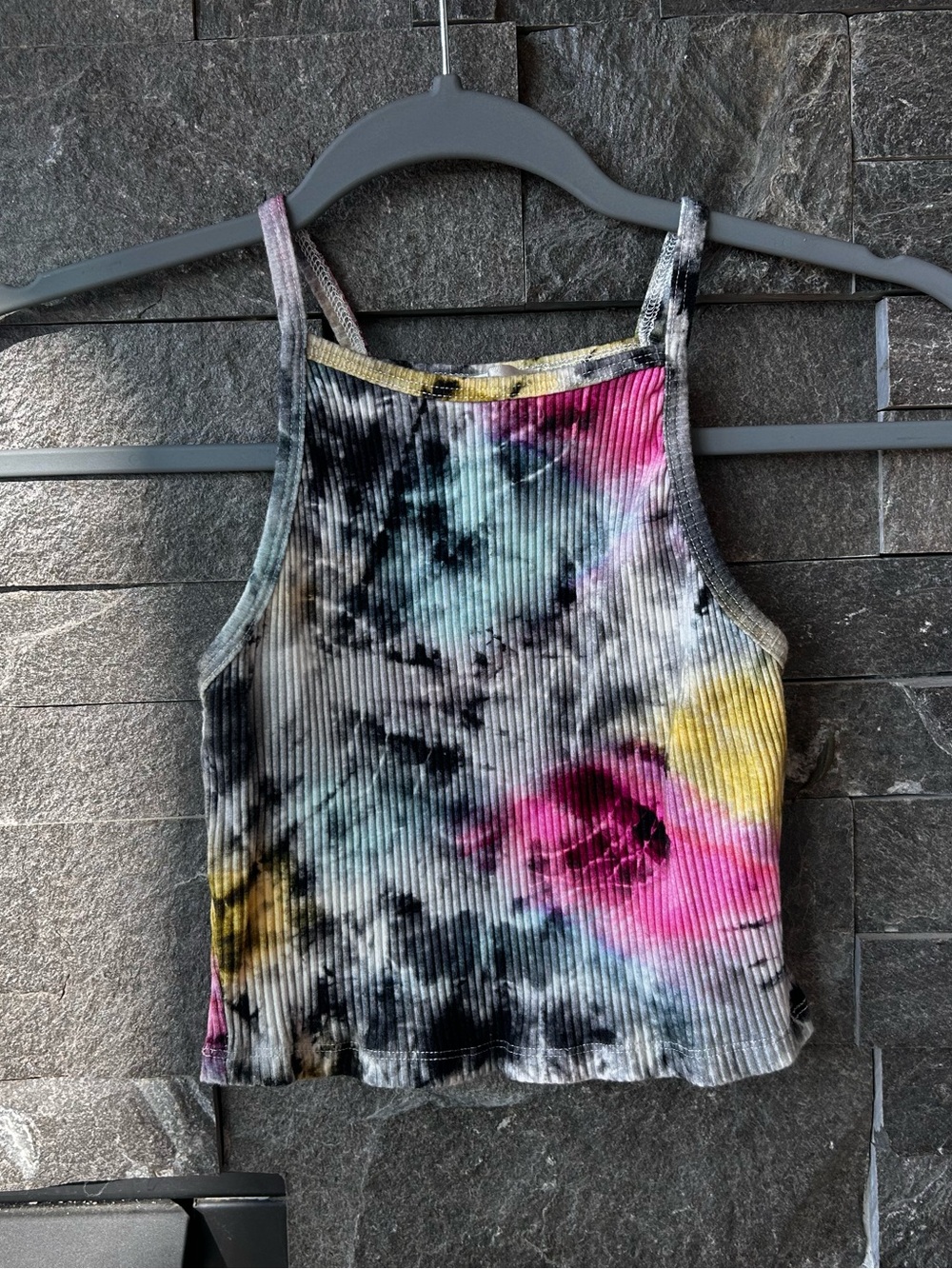 Beach Riot Rainbow Sunburst Tie-Dye Cropped Tank Top